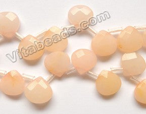 Light Peach Jade  -  Faceted Flat Briolette 16"