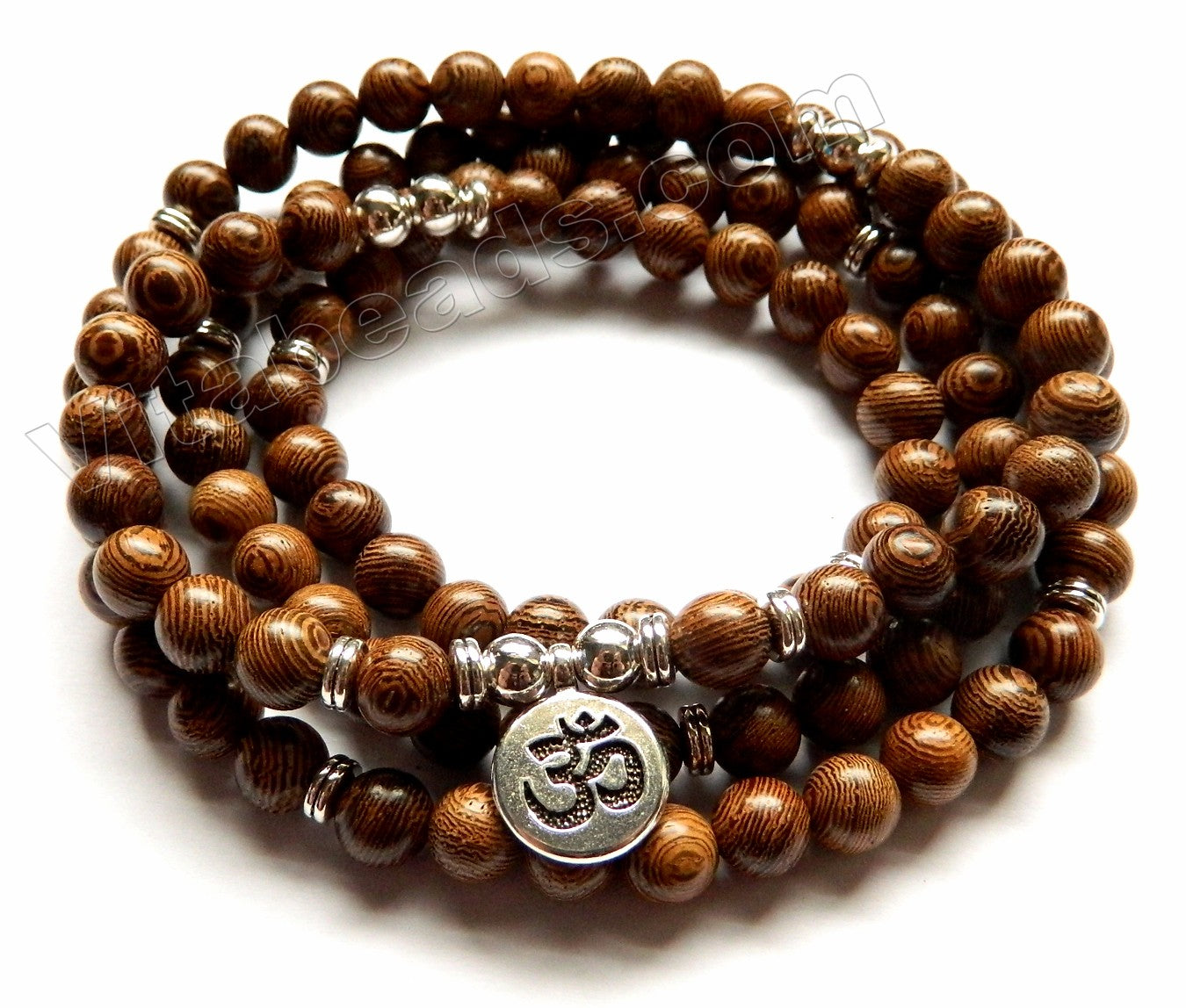 Sandal Wood  -  109 Mala Beads Bracelet, Necklace  38"   w/ "Namaste" Coin Charm