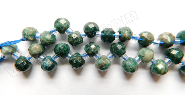 Dark Apatite Natural  -  Faceted Round Teardrops 16"