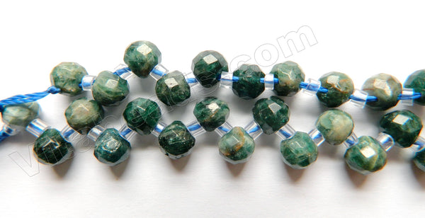 Dark Apatite Natural  -  Faceted Round Teardrops 16"