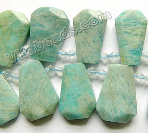 Light Russian Amazonite Natural AAA  - Graduated Double Side Cut Ladder Drops 16"