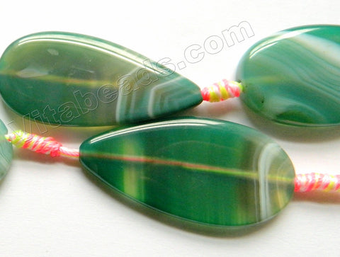 Green Sardonix Agate AAA  -  Puff Long Drops  16"