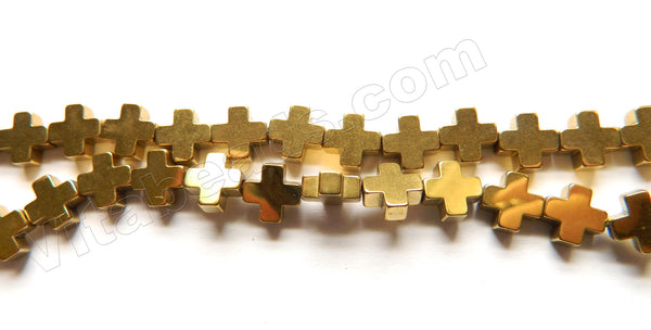 Gold Hematite  -  Cross Beads  16"