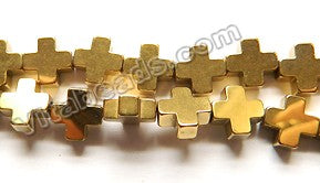 Gold Hematite  -  Cross Beads  16"