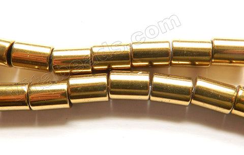 Gold Hematite  -  Tube Beads  16"