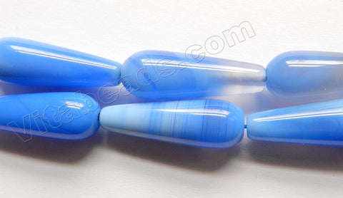 Sky Blue Sardonix Agate  -  Smooth Long Drops  16"