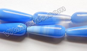 Sky Blue Sardonix Agate  -  Smooth Long Drops  16"