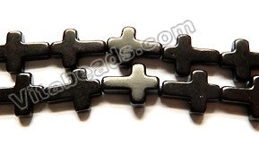 Black Turquoise  -  Long Cross Sign Beads  16"