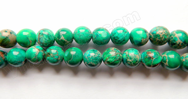 Emerald Impression Jasper A  -  Smooth Round Beads  16"