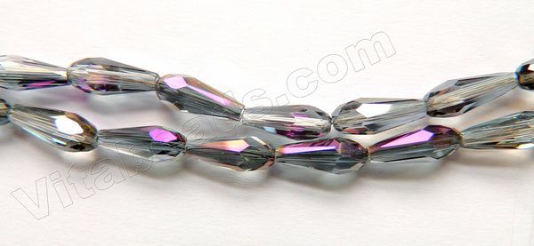  Mystic Purple Grey Peacock Crystal  -  Faceted Long Drops 14"