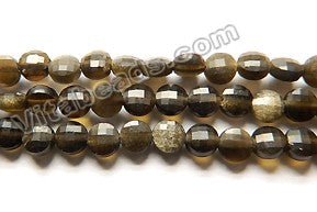 Golden Obsidian Natural AAA  -  Small Diamond Cut Coins 15"
