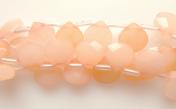 Light Peach Jade  -  Faceted Flat Briolette 16"