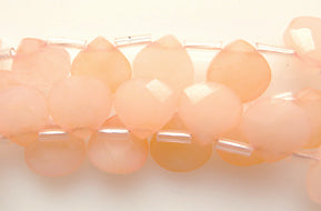 Light Peach Jade  -  Faceted Flat Briolette 16"