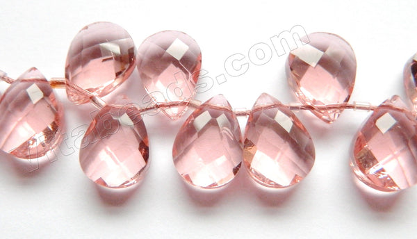 Pink Peach Crystal  -  Faceted Flat Briolette  8"