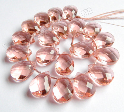 Pink Peach Crystal  -  Faceted Flat Briolette  8"