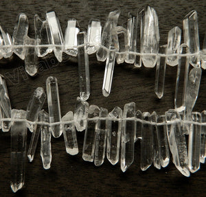Rock Crystal Natural  -  Graduated Faceted Long Tooth  16"