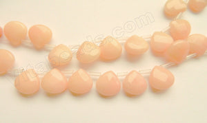 Light Yellow Peach Mashan Jade  -  Faceted Flat Briolette 12"