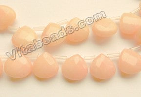 Light Yellow Peach Mashan Jade  -  Faceted Flat Briolette 12"