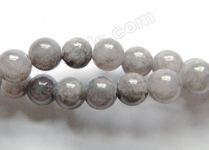 Grey Mashan Jade  -  Smooth Round Beads 16"