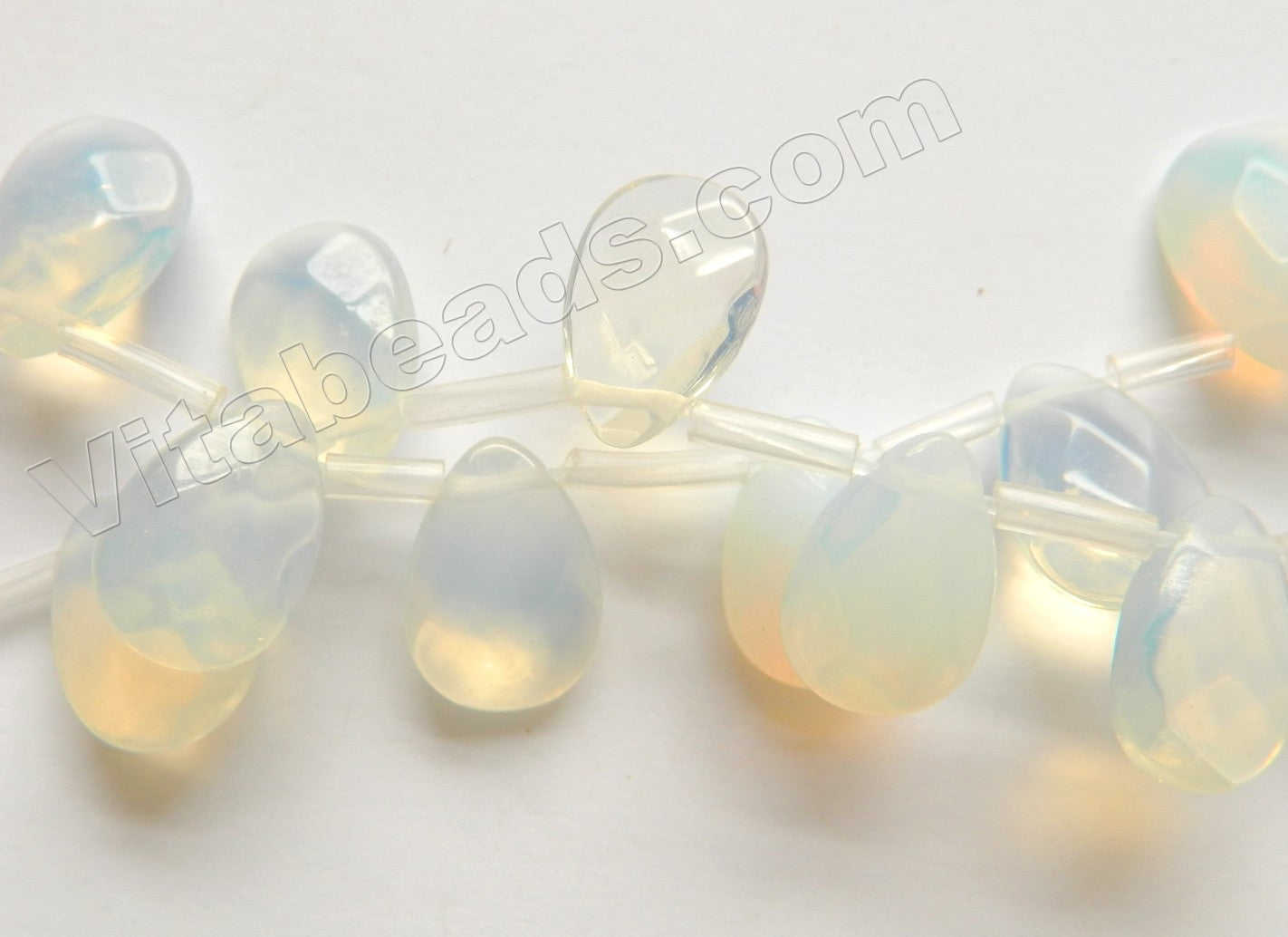 Synthetic White Opal  -  Faceted Flat Briolette  16"