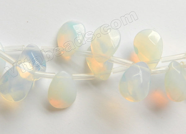 Synthetic White Opal  -  Faceted Flat Briolette  16"