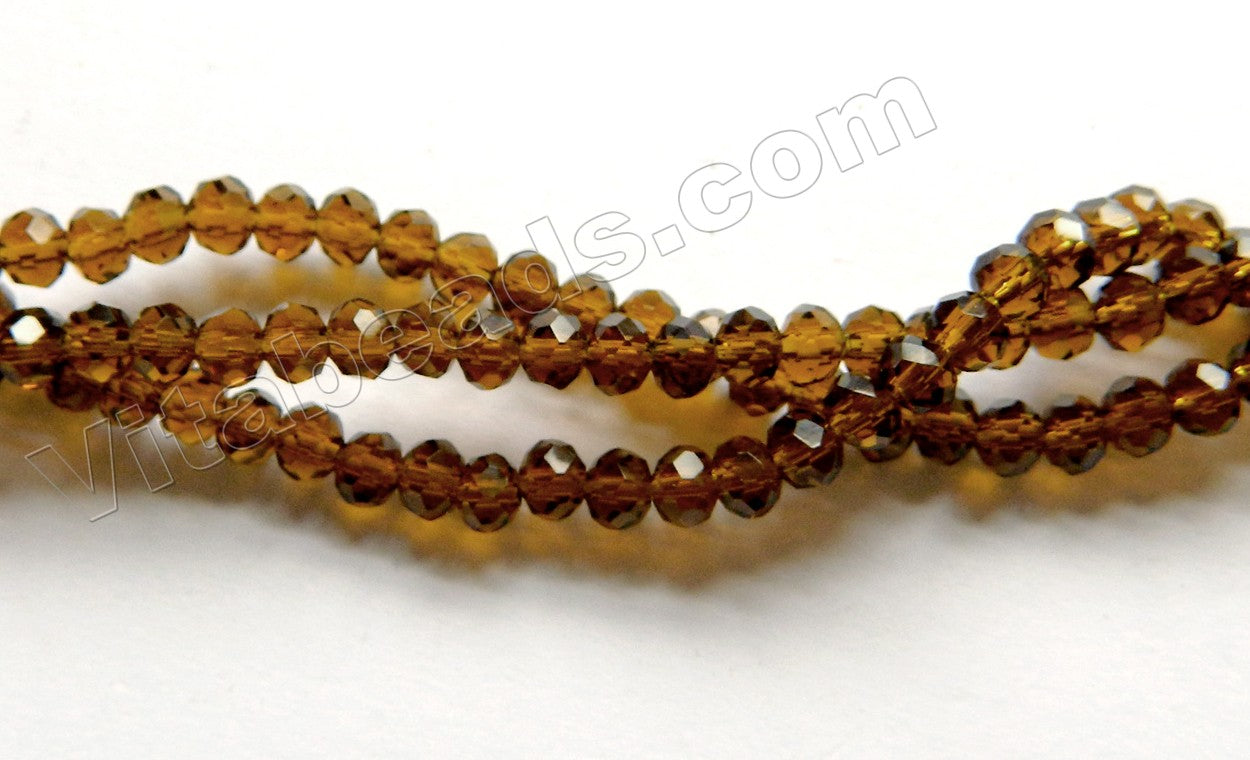 Brown Smoky Crystal Quartz  -  Small Faceted Rondelles  16"