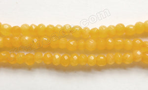 Bright Yellow Jade  -  Small Faceted Rondel  14"
