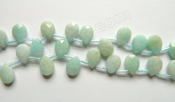 Light Russian Amazonite Natural A  -  Faceted Flat Briolette  16"