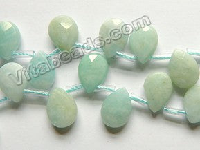 Light Russian Amazonite Natural A  -  Faceted Flat Briolette  16"