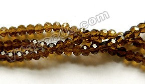 Brown Smoky Crystal Quartz  -  Small Faceted Rondelles  16"
