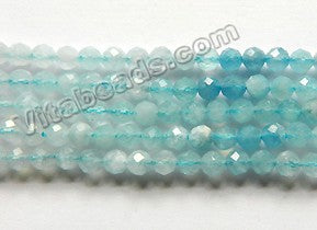 Blue Rainbow Aquamarine Natural AAA  -  Small Diamond Cut Faceted Round  15.5"