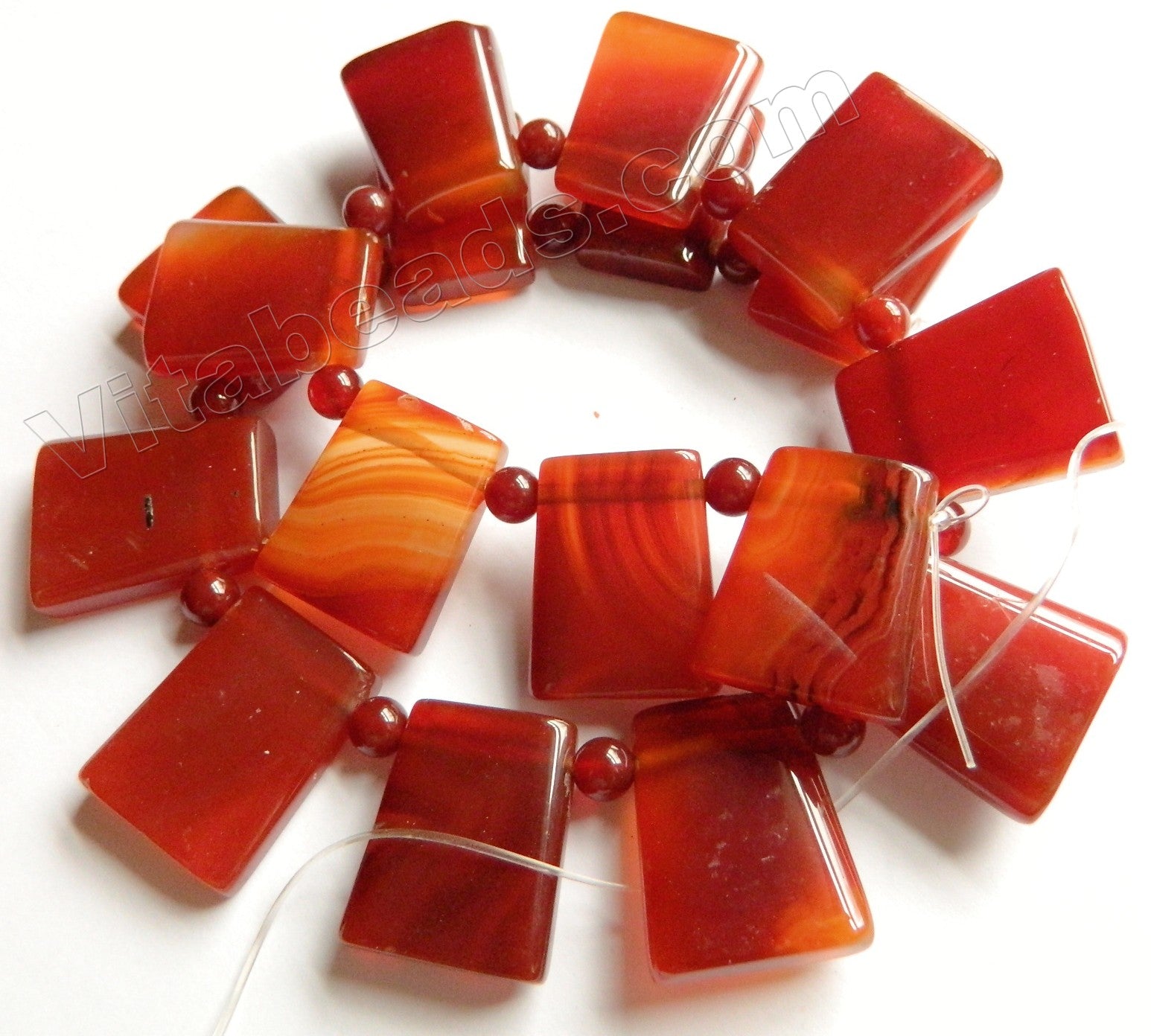 Carnelian - Smooth Ladder Top Drilled Ladder Strand  16"