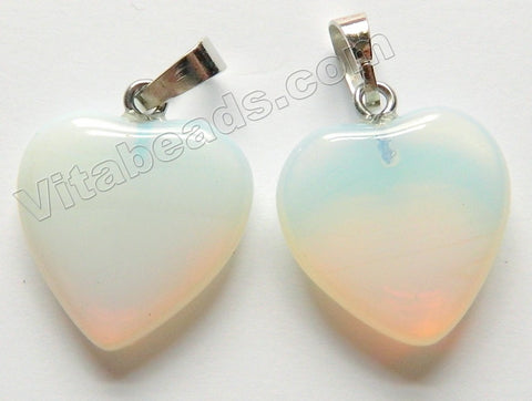 Smooth Heart Pendant w/ Bail   Synthetic White Opal
