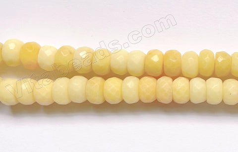 Frosted Honey Yellow Jade  -  Faceted Rondel 15"