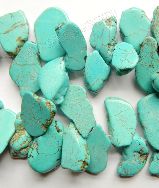 Blue Cracked Turquoise  -  Irregular Slabs Top Drilled