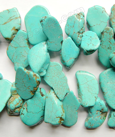 Blue Cracked Turquoise  -  Irregular Slabs Top Drilled 8-10"