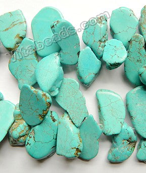 Blue Cracked Turquoise  -  Irregular Slabs Top Drilled 8-10"