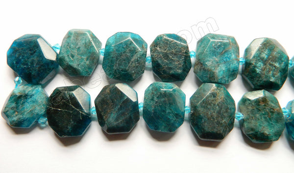 Dark Apatite w Brown Natural HK  -  Graduated Center Drilled Faceted Rectangles w/ Spacer  16"