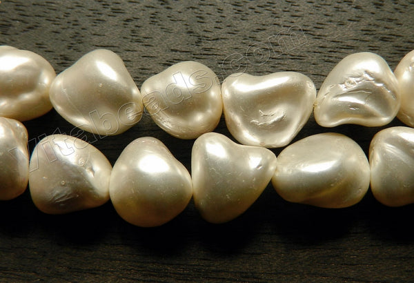 Shinning White Sea Shell Pearl  -  Free Form Nuggets  16"