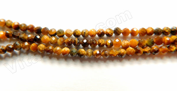 Tiger Eye AAA  -  Small Faceted Round Beads 15"