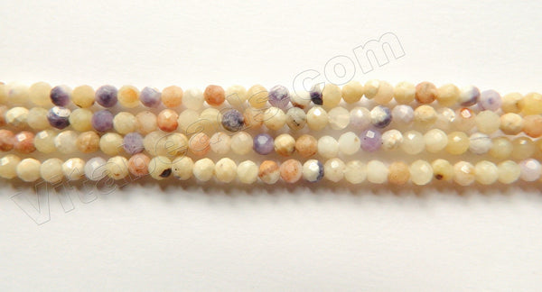 Light Flower Sugilite Natural  -  Small Faceted Round Beads 15"