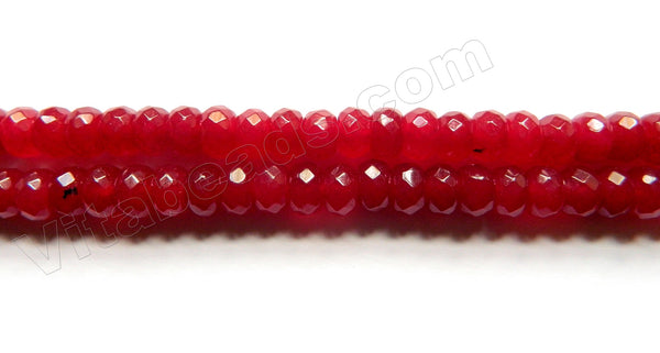 Dark Cherry Red Jade  -  Faceted Rondels  15"