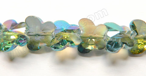 Mystic Green Peacock Crystal  -  Diamond Cut Butterfly Beads