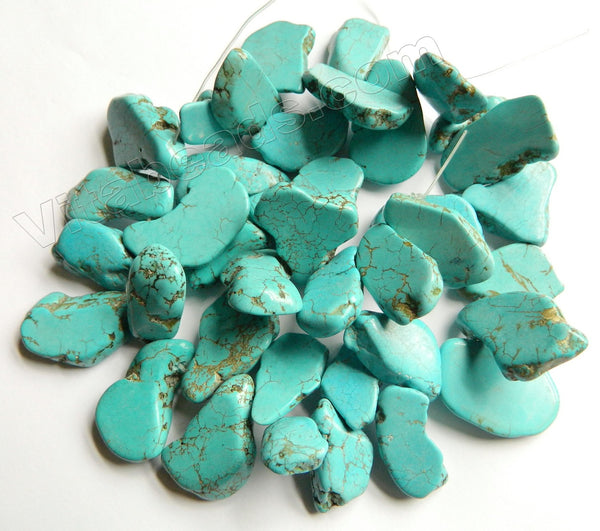 Blue Cracked Turquoise  -  Irregular Slabs Top Drilled 8-10"