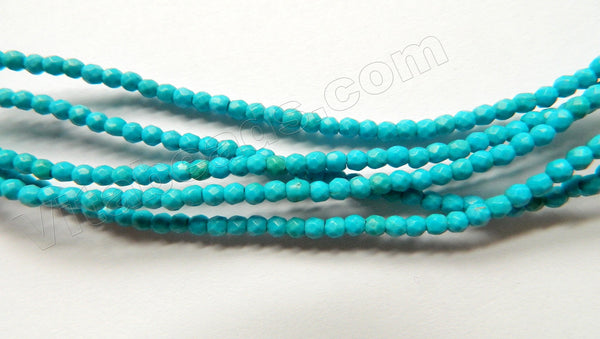 Deep Blue Stablelized Turquoise  -  Small Faceted Round  15"