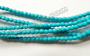 Deep Blue Stablelized Turquoise  -  Small Faceted Round  15"