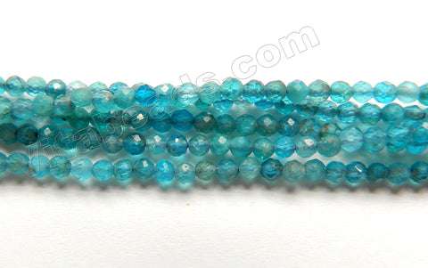 Bright Blue Apatite Natural AA  -  Small Faceted Round  15"