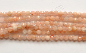 Mixed Pink Moonstone Natural  -  Small Faceted Round  15"