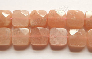 Pink Moonstone Natural AAA  -  Faceted Squares 15"