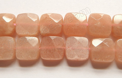 Pink Moonstone Natural AAA  -  Faceted Squares 15"